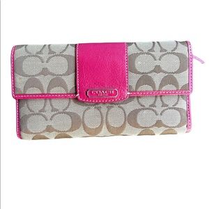 COACH signature CC print checkbook wallet